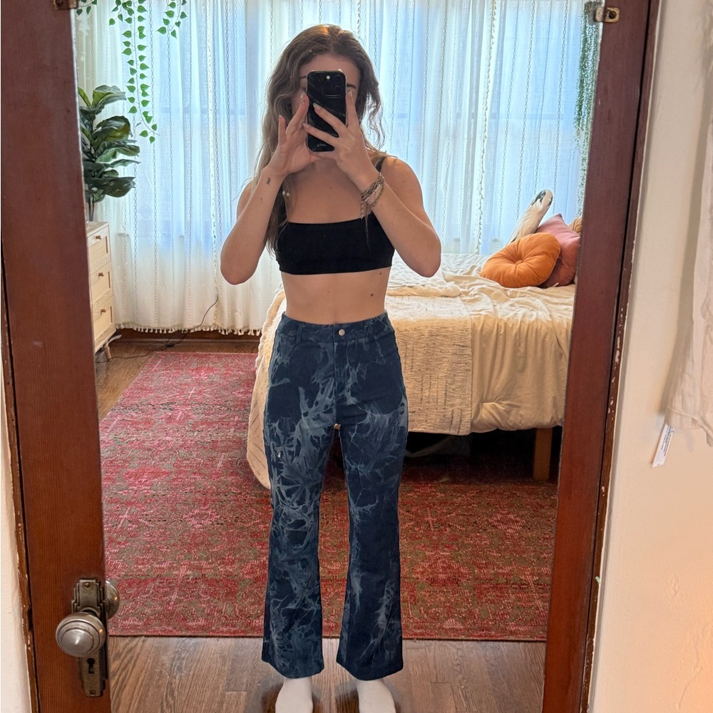 Blue Tie-Dye Flare Jeans